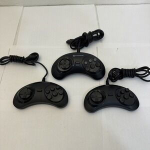 Lot (3) Hyperkin Sega Genesis Wired Controller + 2 Other Controllers Vintage